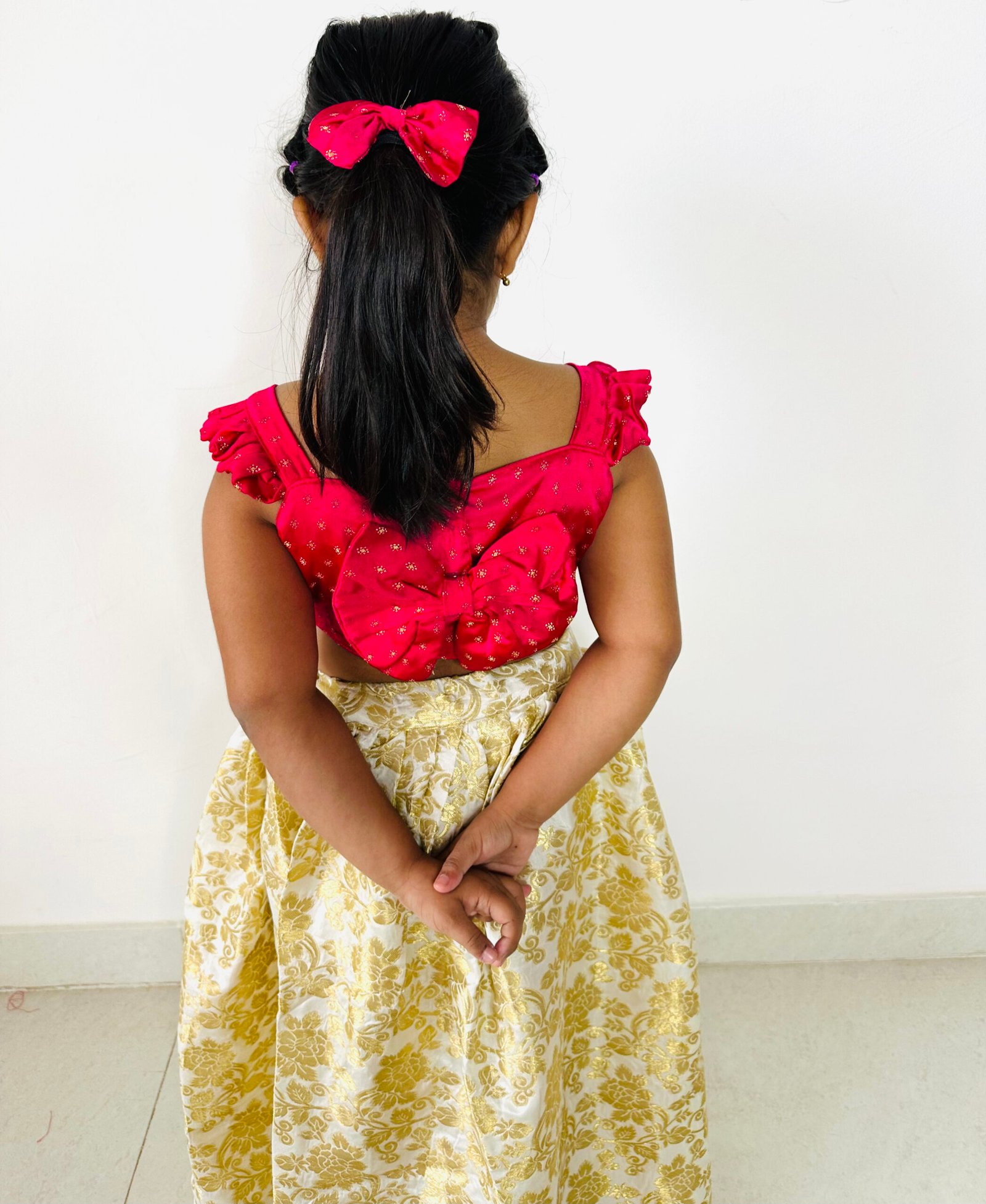 Pink & Golden Brocade Lehenga - Image 3