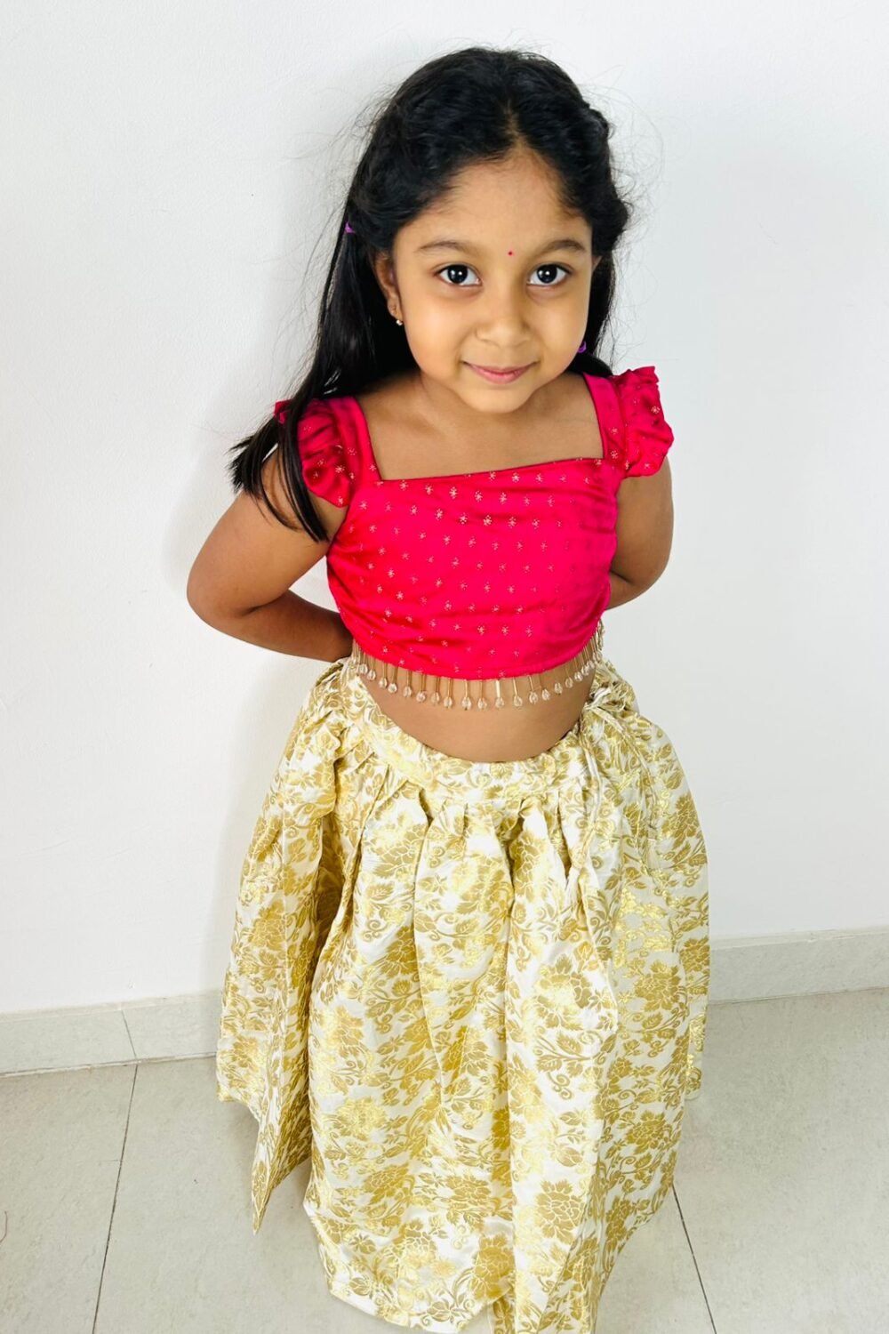 Pink & Golden Brocade Lehenga