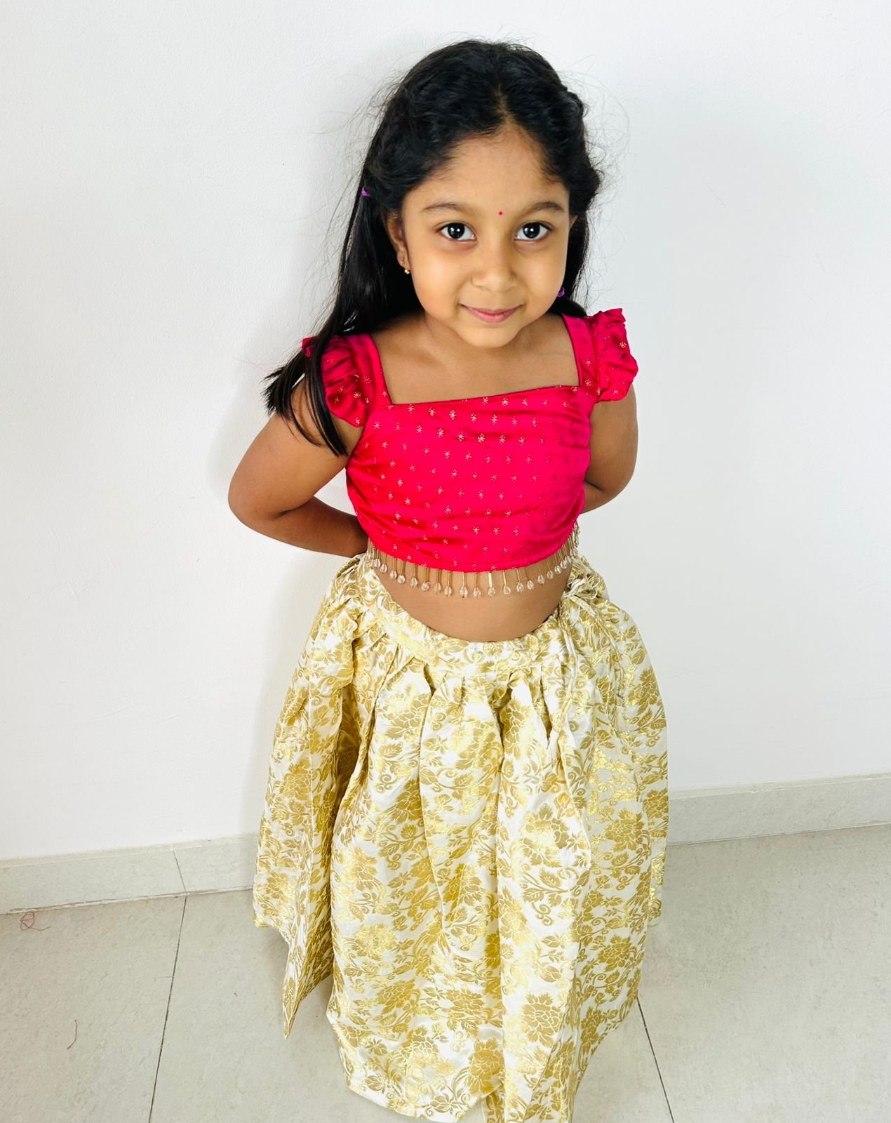 Pink & Golden Brocade Lehenga