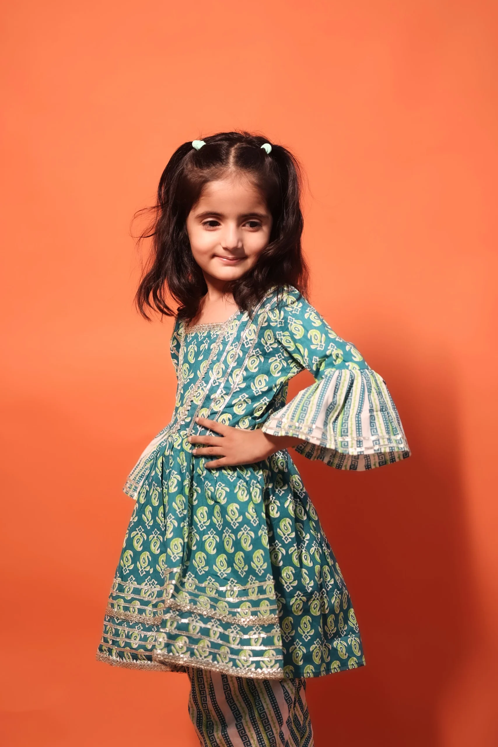 Noor Teal Green Dhoti Set for Girls - photo 3
