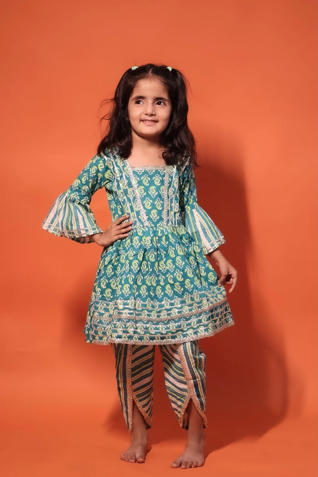 Noor Teal green Dhoti Set